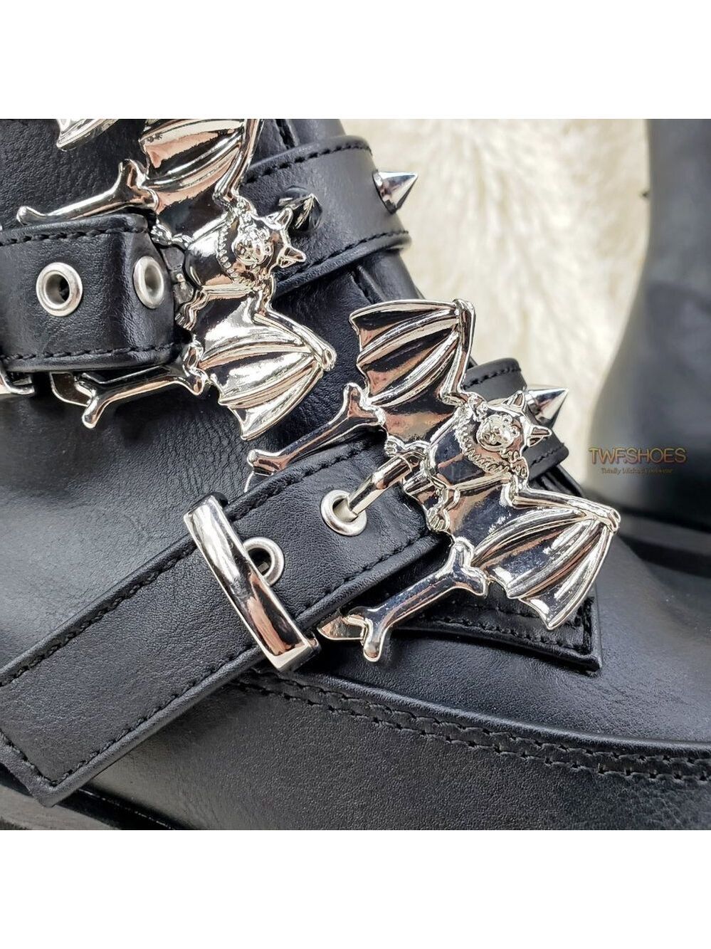 Ashes Bat Buckle 3.5" Platform Goth Punk Boots Restocked - Picture 12 of 12